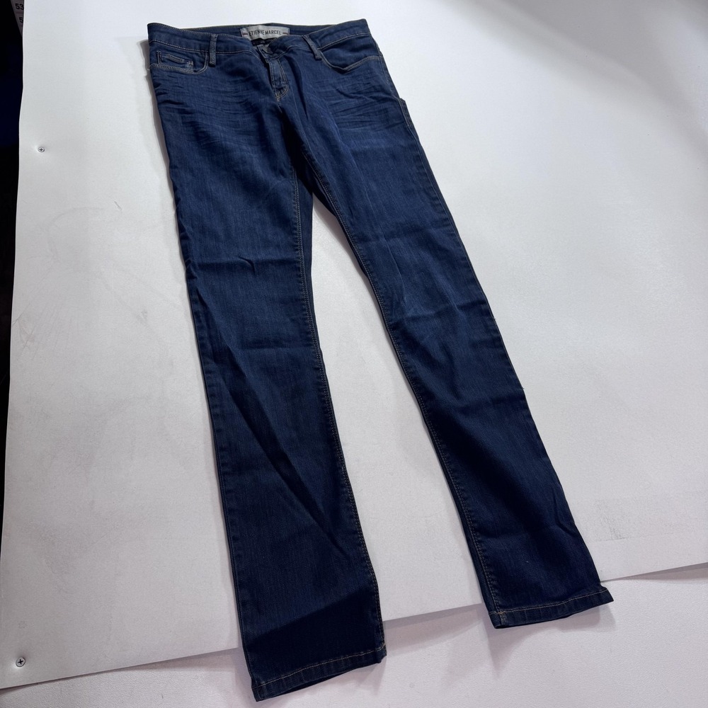 Etienne Marcel Jeans Womens 29 Blue Dark Wash Slim Straight Mid Rise Denim